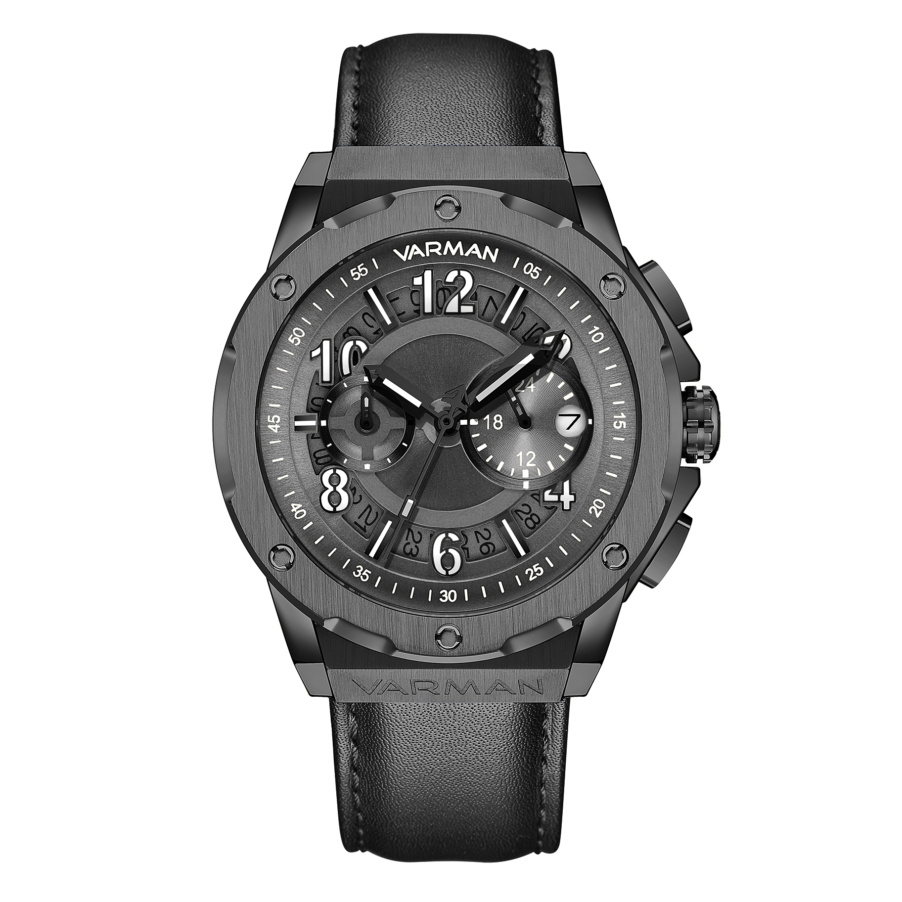 VARMAN The Prestige Watch - Black Leather - VTENH