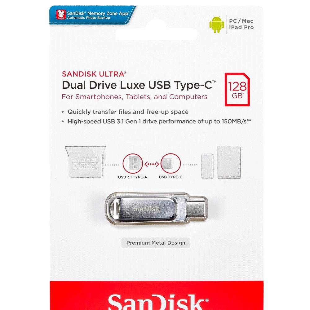 Sandisk Ultra Dual Drive Luxe Usb Type C 128gb Vtenh 2141