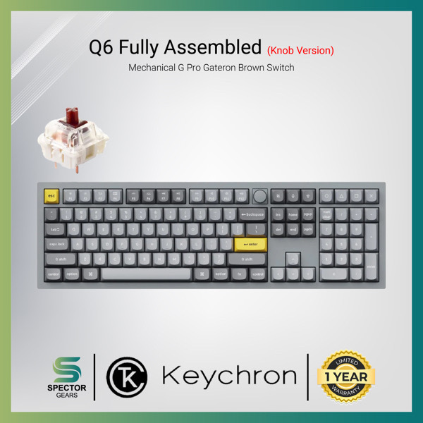 Keychron Q6 Fully Assembled Knob RGB Hot-Swappable Gateron G Pro Mechanical Brown Switch