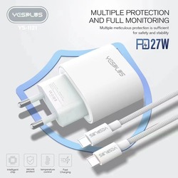 YESPLUS QUICK CHARGER IPHONE/TYPE-C CABLE   PD27W YS-1121 