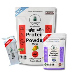 🔥Whey-Cricket Mango Flavor - Free 210g Blueberry Protein - Free Bottle