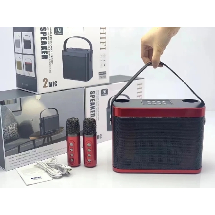 Free Phone Holder - YS-219 Karaoke Speaker with Two Microphones 