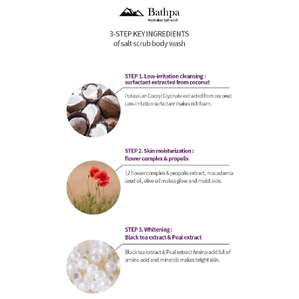 Bathpa bath salt scrub body wash/សាប៊ូស្ក្រាប់- Soft Rosy