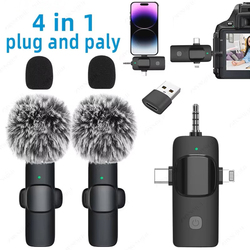 Wireless Lavalier Microphone 4 in 1 2Mics Black 1 Set