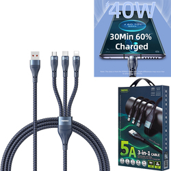Cable Charger 3in1 REMAX RC-199th 5A (iP+Micro+Type-C) 9962