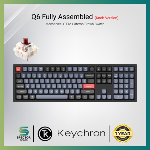 Keychron Q6 Fully Assembled Knob RGB Hot-Swappable Gateron G Pro Mechanical Brown Switch