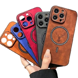 Case សំបកទូរស័ព្ទស្បែក មានដុំម៉ាញ៉េទិច Iphone 15 Pro max