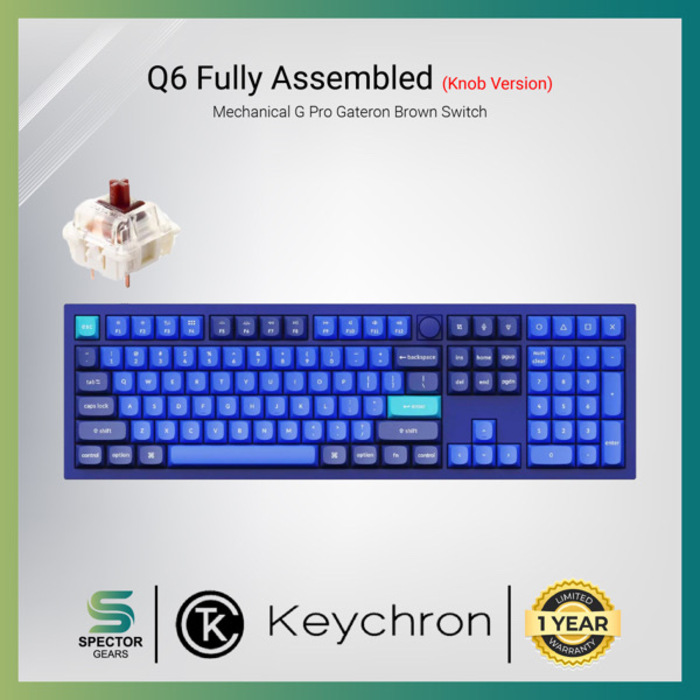 Keychron Q6 Fully Assembled Knob RGB Hot-Swappable Gateron G Pro Mechanical Brown Switch