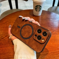 Case សំបកទូរស័ព្ទស្បែក មានដុំម៉ាញ៉េទិច Iphone 15 Pro max