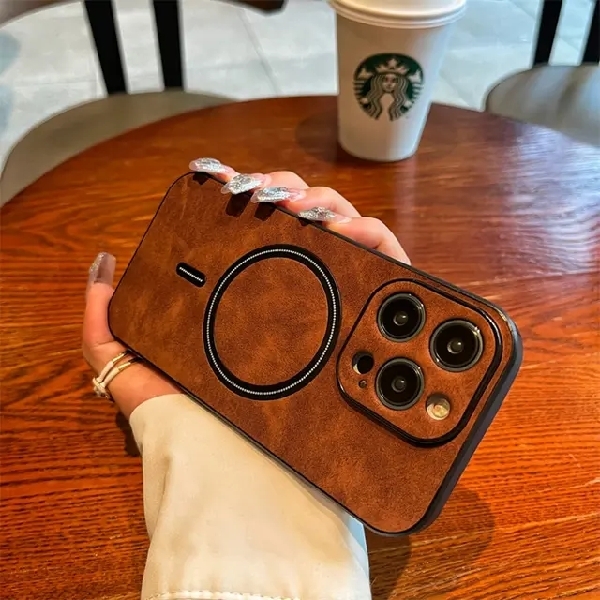 Case សំបកទូរស័ព្ទស្បែក មានដុំម៉ាញ៉េទិច Iphone 15 Pro max