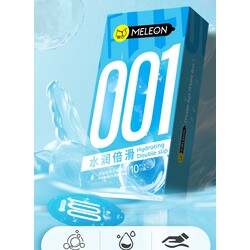 Meleon 001 Moisturizing Blue Condom ស្រោមអនាម័យស្តើង ទឺករំអិល Hyaluronic Acid (10pcs)