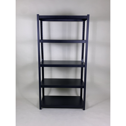 Metal Storage Rack w/Wood Shelves 5-Tier (L) - Black 