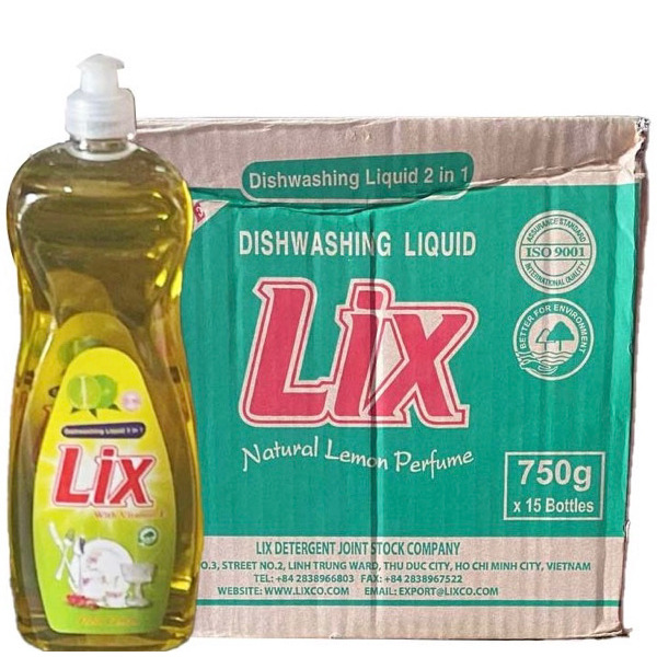 Lix Dishwashing Liquid 750g - 1 Carton (15 Bottles)