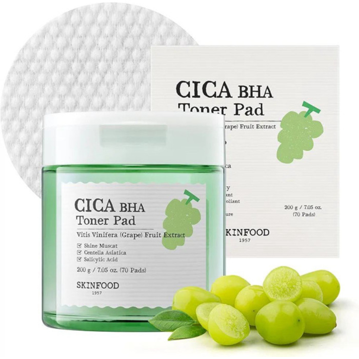 SKINFOOD Shine Muscat CICA BHA Toner Pad 