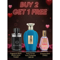 🔥Buy 2 Get Free1 (50ml) - Paris Corner Voux Turquoise & Fragrance World Monte Leone Voyager