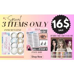 🔥Set - Contact Lenses + Eyelashes + Hair Cream Color 