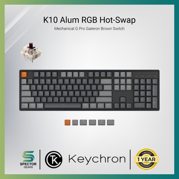 Keychron K10 Aluminium RGB Hot-Swappable Gateron G Pro Mechanical Brown Switch
