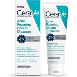 CeraVe Acne Foaming Cream Cleanser 4% BENZOYL PEROXIDE ACNE TREATMENT 