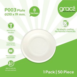 P003 Compostable Plate 8 inch x 50pcs