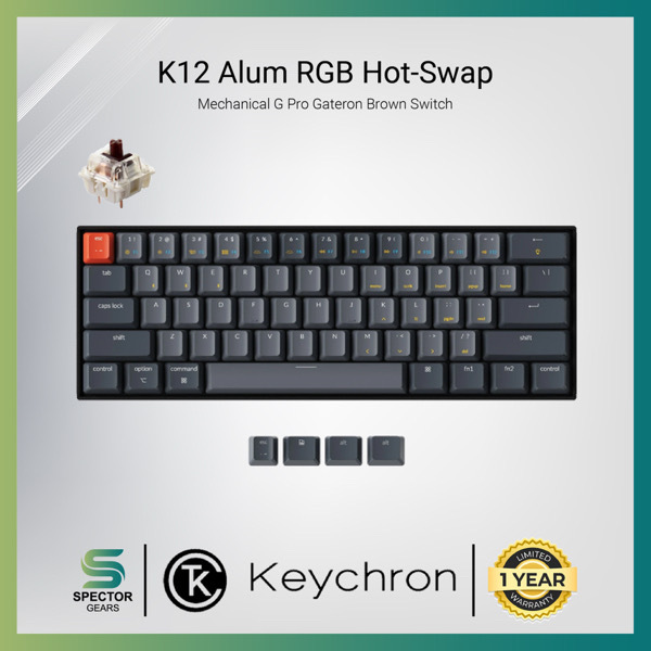 Keychron K12 Aluminum RGB Hot-Swappable Gateron G Pro Mechanical Brown Switch