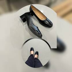 Black Block Heel Slip-On Shoes