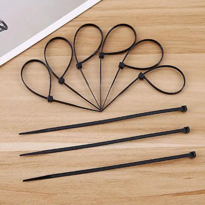 Black Self-Locking Cable Tie 2.5x200mm 100PCS