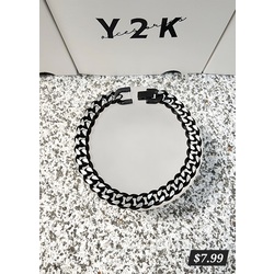 Metal with Black Ceramic Cuban Chain  Bracelet