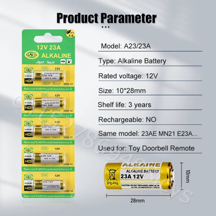 12V A23 Alkaline Battery 2PCS