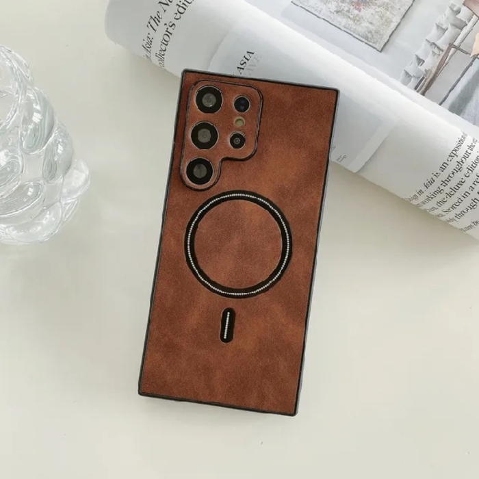 Case សំបកទូរស័ព្ទស្បែក មានដុំម៉ាញ៉េទិច Samsung galaxy S22 ultra 