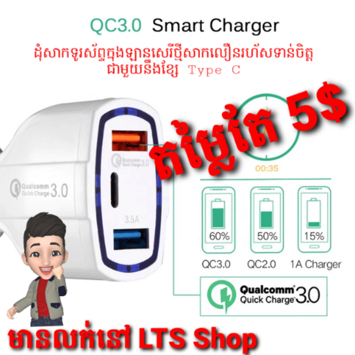 Fast car charger QC 3.0 + PD