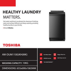 TOSHIBA Washing Machine 10KG AW-DUM1100JKH(MK)