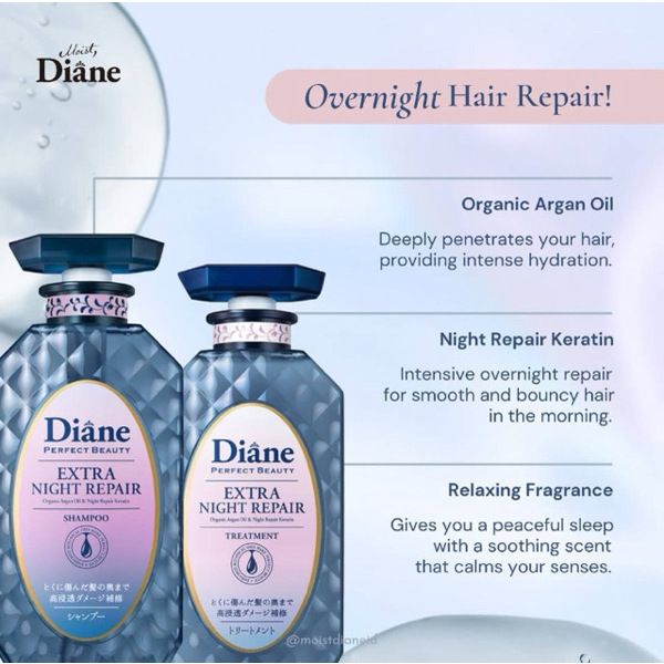 [Moist Diane] EXTRA NIGHT REPAIR Organic Argan Oil & Night Repair Keratin Shampoo and Treatment 