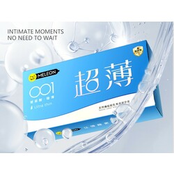 Meleon 001 Ultra Thin Blue Condom ស្រោមអនាម័យ001រលោង ទឹករំអិលច្រើន (10pcs)