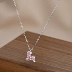 Pink Heart Gem Pendant Necklace 
