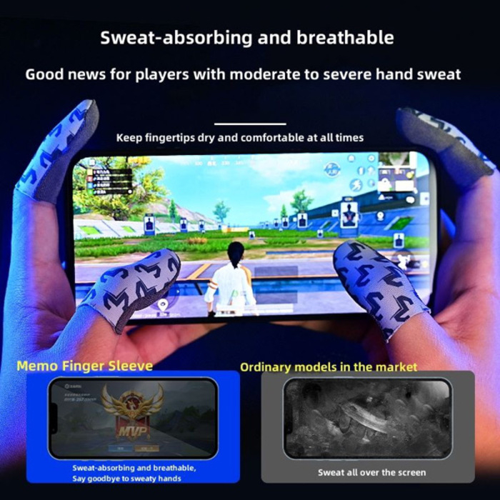 MEMO FS02 Silver Fiber Finger Sleeve Gaming - Silver Size 2