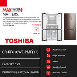 TOSHIBA Refrigerator Inverter 4 Door 470L Wifi Control GR-RF610WE-PMF(37)