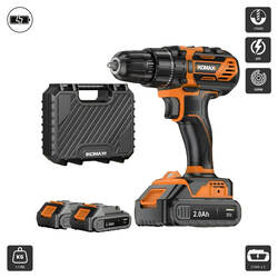 ម៉ូទ័រស្វានប្រើថ្ម 10 លី (KM010) Cordless Electric Drill 10MM 20V 2.0Ah x 2 50NM 10 លី