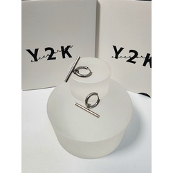 silver Circle and Bar Hoop Earrings