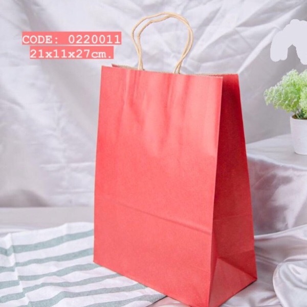 #0220011 Red Paper Bag (Craft Bag) Size M 21x11x27cm - 20PCS