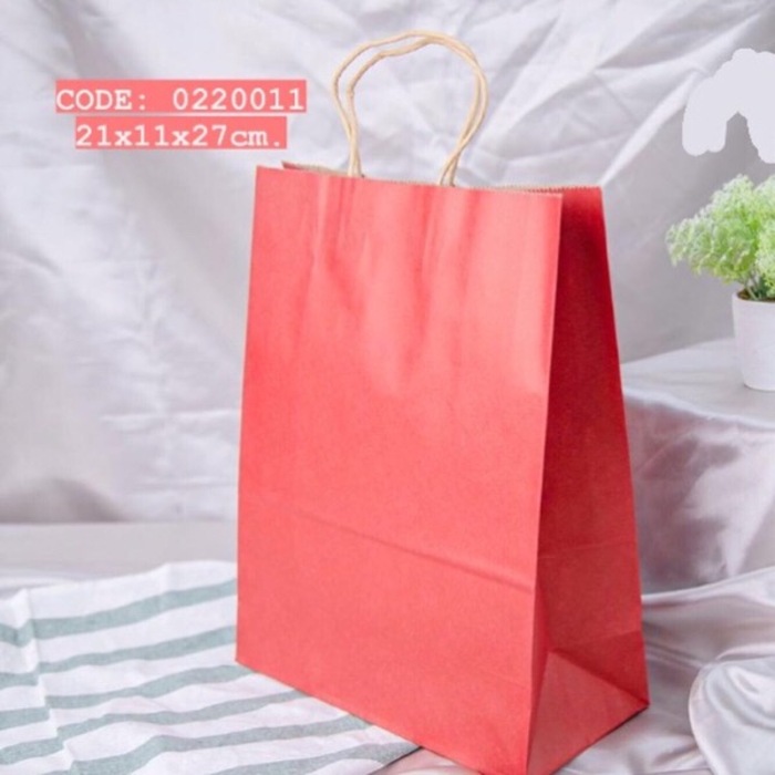 #0220011 Red Paper Bag (Craft Bag) Size M 21x11x27cm - 20PCS