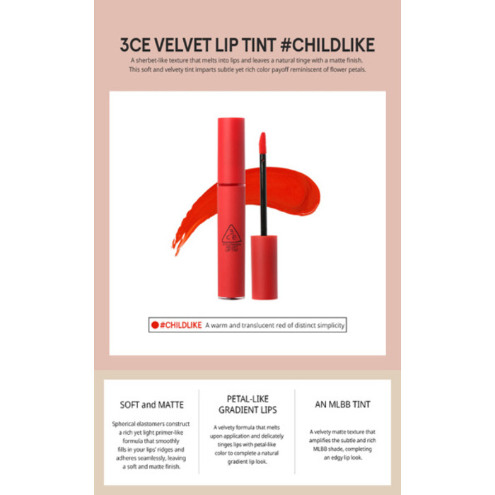 3CE Velvet Lip Tint CHILDLIKE