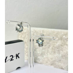 Blue Sky and Moon Pearl Stud Earrings