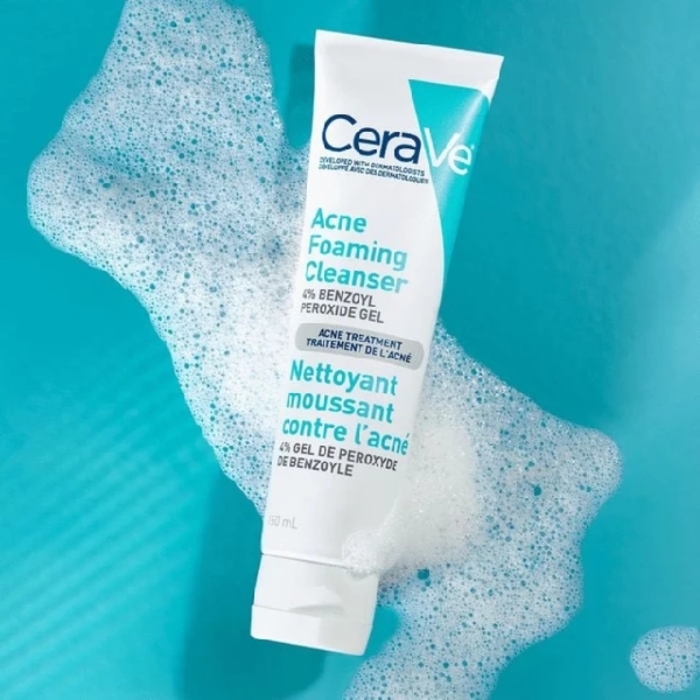 CeraVe Acne Foaming Cream Cleanser 4% BENZOYL PEROXIDE ACNE TREATMENT 