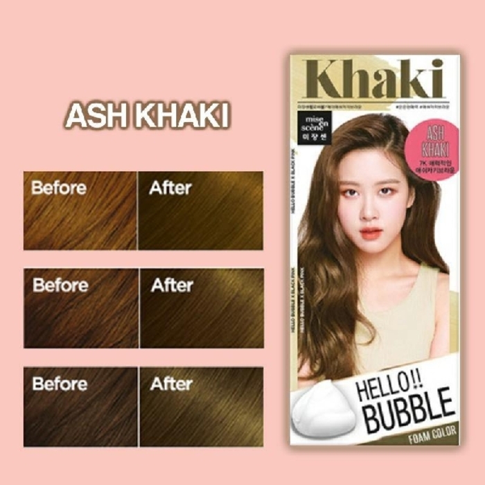 ថ្នាំកក់ពណ៌ MISE EN SCENE Hello Bubble Khaki
