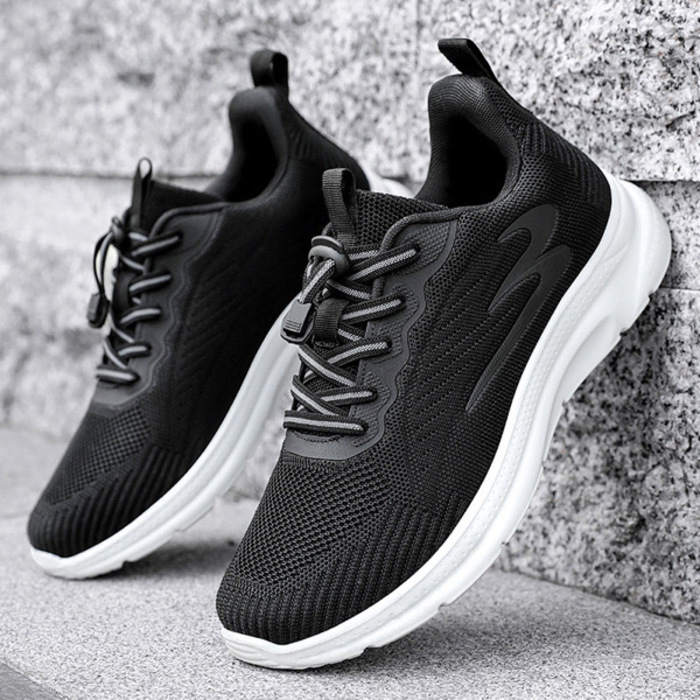 -Light Running Shoes Men Breathable Sneakers Walking Jogging Trainers Shoes - Black