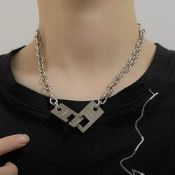 Square Buckle Thick Chain Necklace