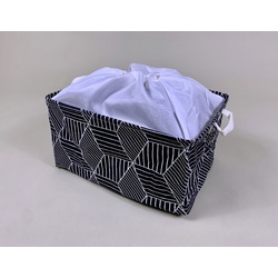 Fabric Storage Basket (L) - Black Geometric 