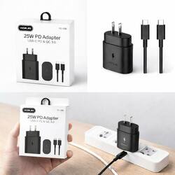 YESPLUS_YS-1136# 25W PD ADAPATER USB-C TO USB-C CABLE/Black/1set