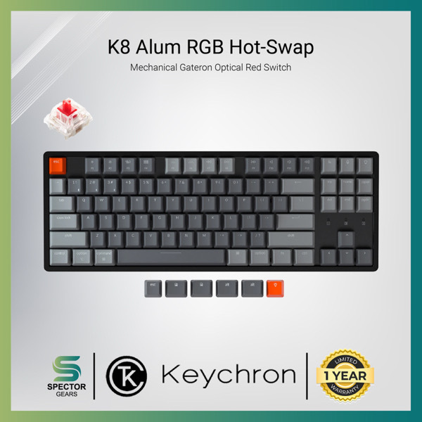 Keychron K8 RGB Hot-Swappable Gateron Optical Mechanical Red Switch