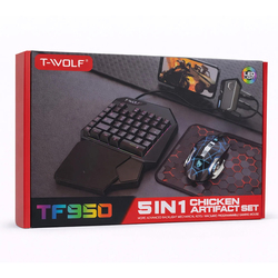 One hand Keyboard and Mouse Gaming Combo Set RGB Light /Black/1set